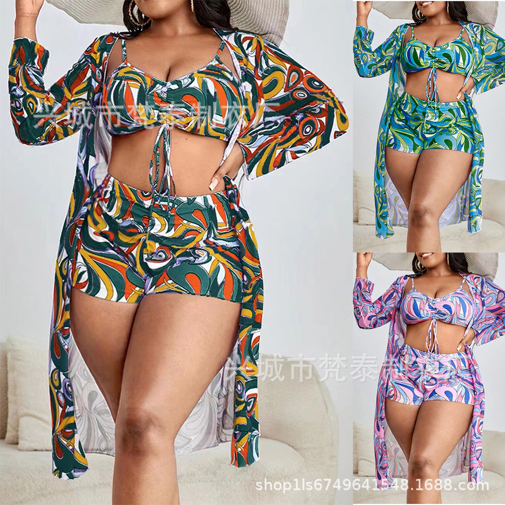 2023 Floral 3-Piece Set, Sexy Long Sleeve Swimsuit