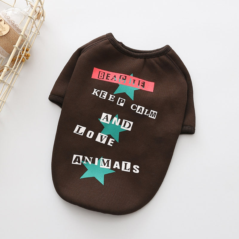 Small Dog Sweater with Velvet Print for Pets