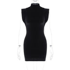 Suede Turtleneck Slim-fit Sheath Dress for Women