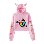 Cat Ear Sweater with Exposed Navel for Girls