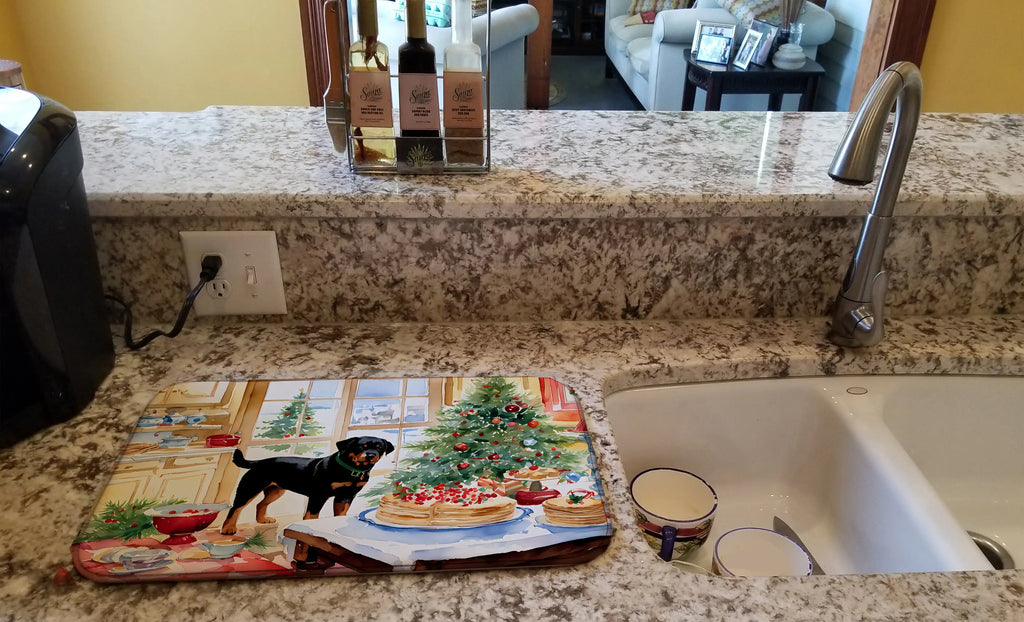 Rottweiler Christmas Cookies Dish Drying Mat