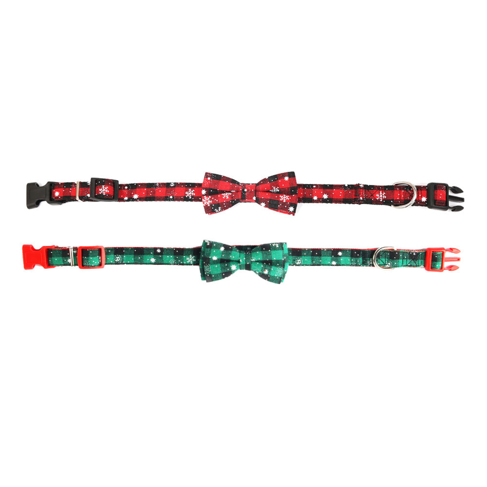 Christmas Snowflake Bowtie Collar for Dogs and Cats