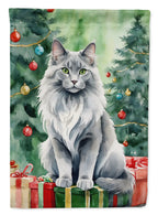 Nebelung Cat By the Christmas Tree Garden Flag