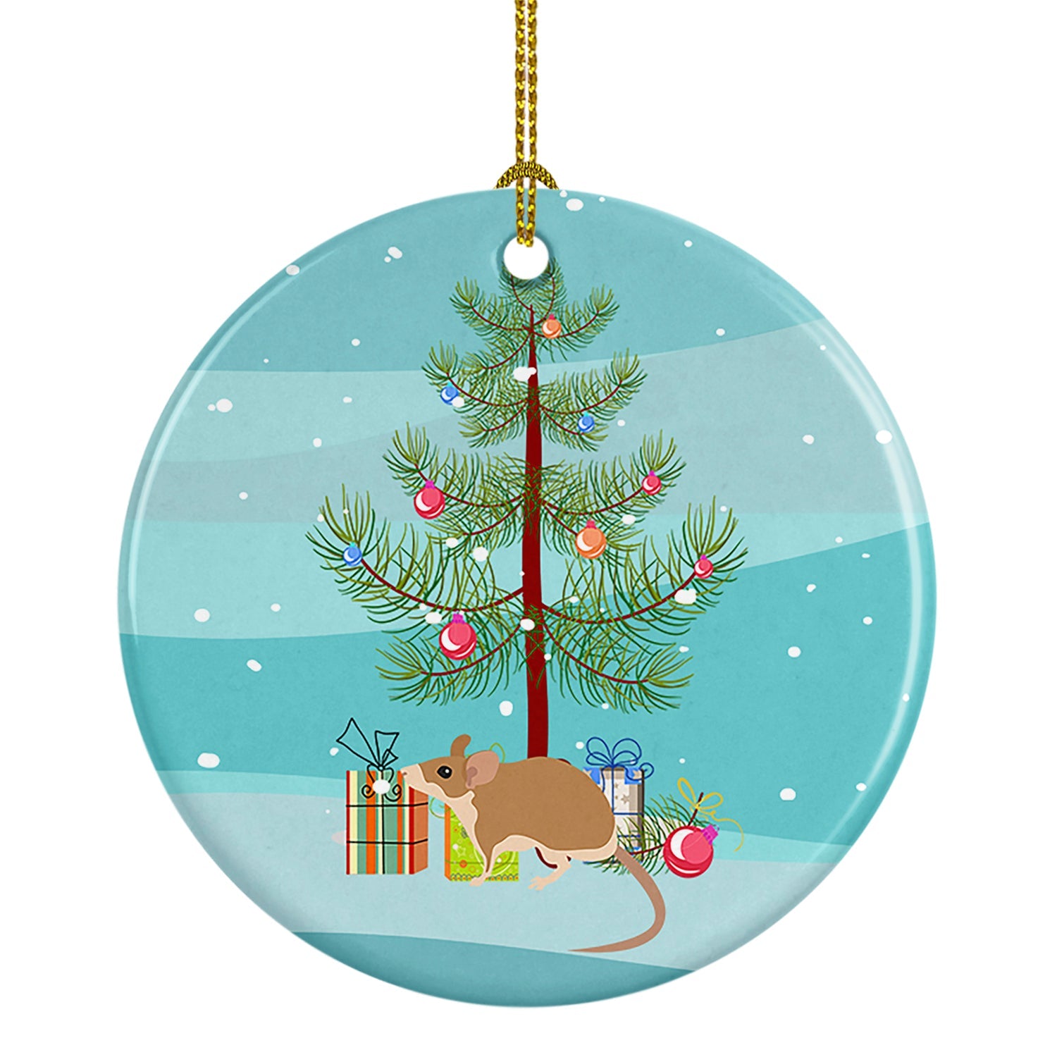 Spiny Mouse Merry Christmas Ceramic Ornament