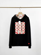 Heart Print Embroidered Hooded Pullover Sweater Top | Streetwear