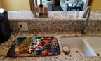 Welsh Springer Spaniel and Santa Claus Dish Drying Mat