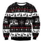 Mixed Color Elk Christmas Long Sleeve Sweater Coat