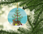 Scottish Straight Cat Christmas Ceramic Ornament