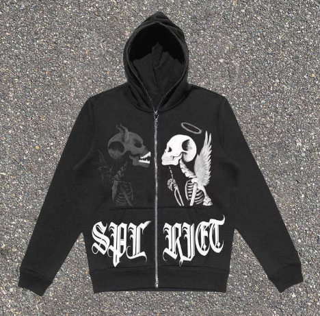 Euro American Gothic Zipper Hoodie Sweatshirt | Streetwear