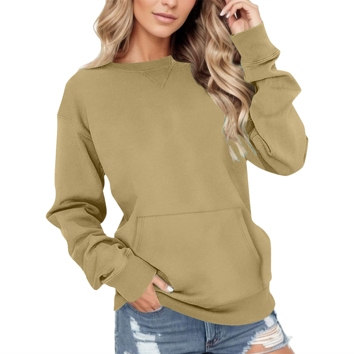 Solid Color Hoodie with Long Sleeves and Pocket | Streetwear