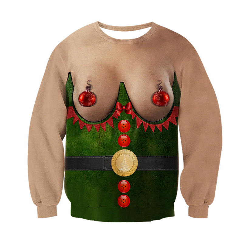 3D Christmas Sweatshirt with Fun Print for Couples | Streetwear