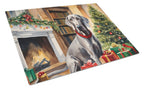 Weimaraner Cozy Christmas Glass Cutting Board