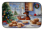 Dachshund Christmas Cookies Dish Drying Mat