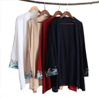 Embroidered Cotton Crinkle Cardigan