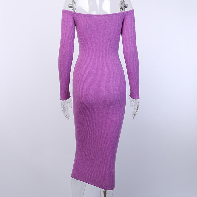 Off-Shoulder Long Sleeve Bodycon Dress for Women