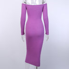 Off-Shoulder Long Sleeve Bodycon Dress for Women