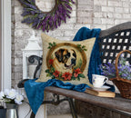 Saint Bernard Christmas Flowers Throw Pillow