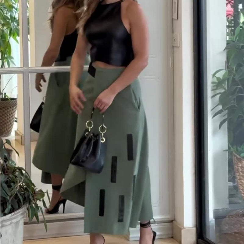 2023 Summer Fashion Two-Piece Set with Crop Top Skirt