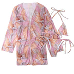 Women's Sexy 3-Piece Bikini Set with Long Cover-Up