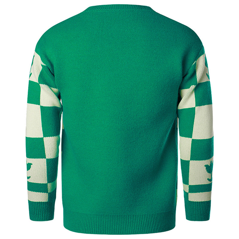 Men's Casual Knit Sweater - Warm Plaid Round Neck Top