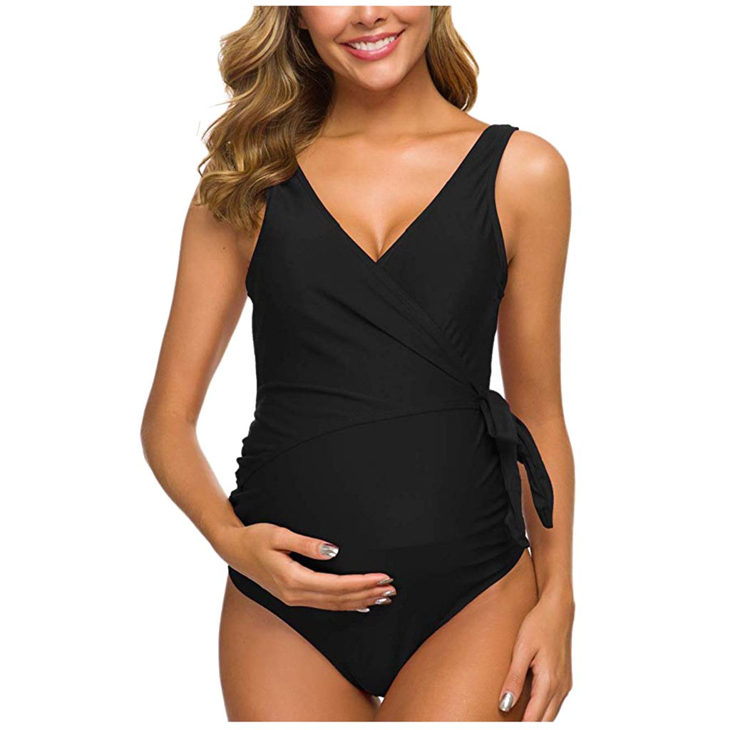 Polka Dot V-Neck Maternity One-Piece Swimsuit