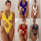 Halter Crossover Cutout High-Cut One-Piece Swimsuit