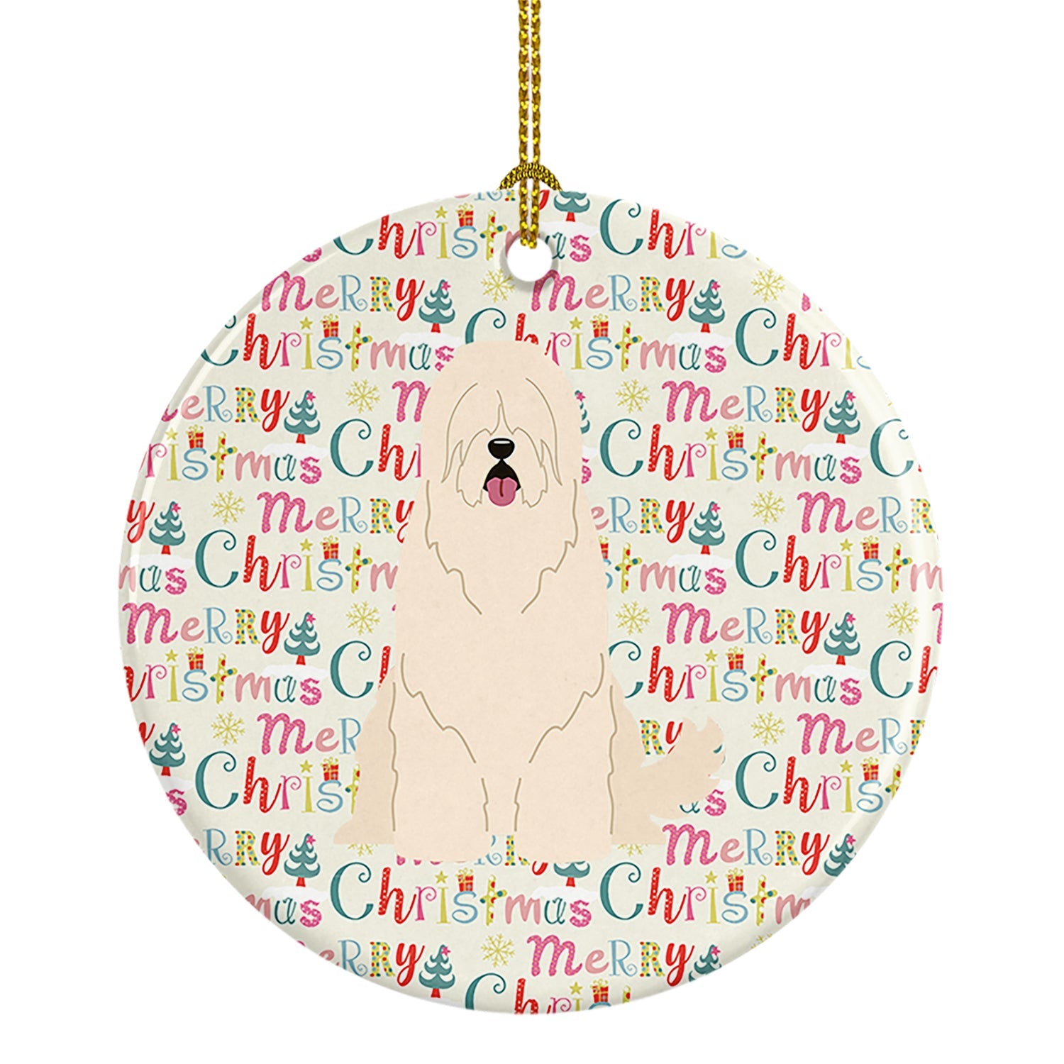 Merry Christmas South Russian Sheepdog Ceramic Ornament