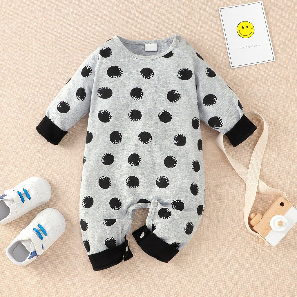 Autumn Winter Baby Footprint Letter Long Sleeve Bodysuit