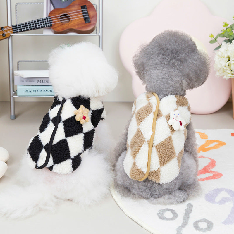 Pet Checkerboard Vest for Dogs and Cats - Warm Jacket