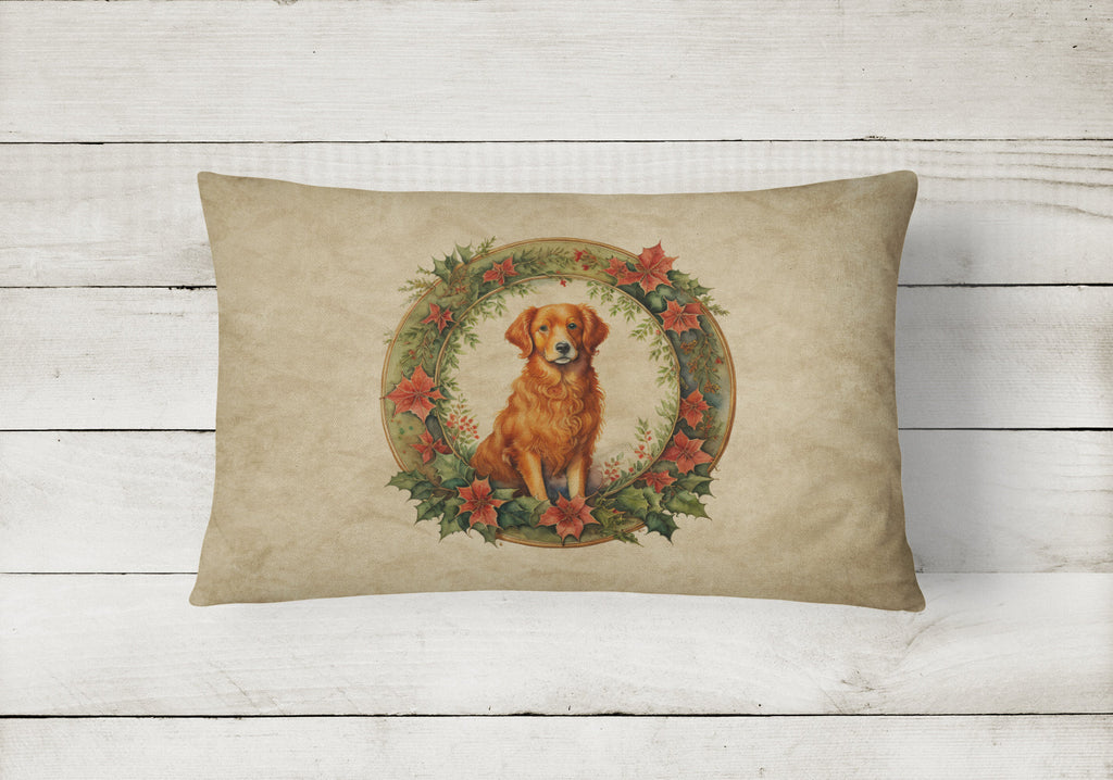 Nova Scotia Duck Tolling Retriever Christmas Flowers Throw Pillow