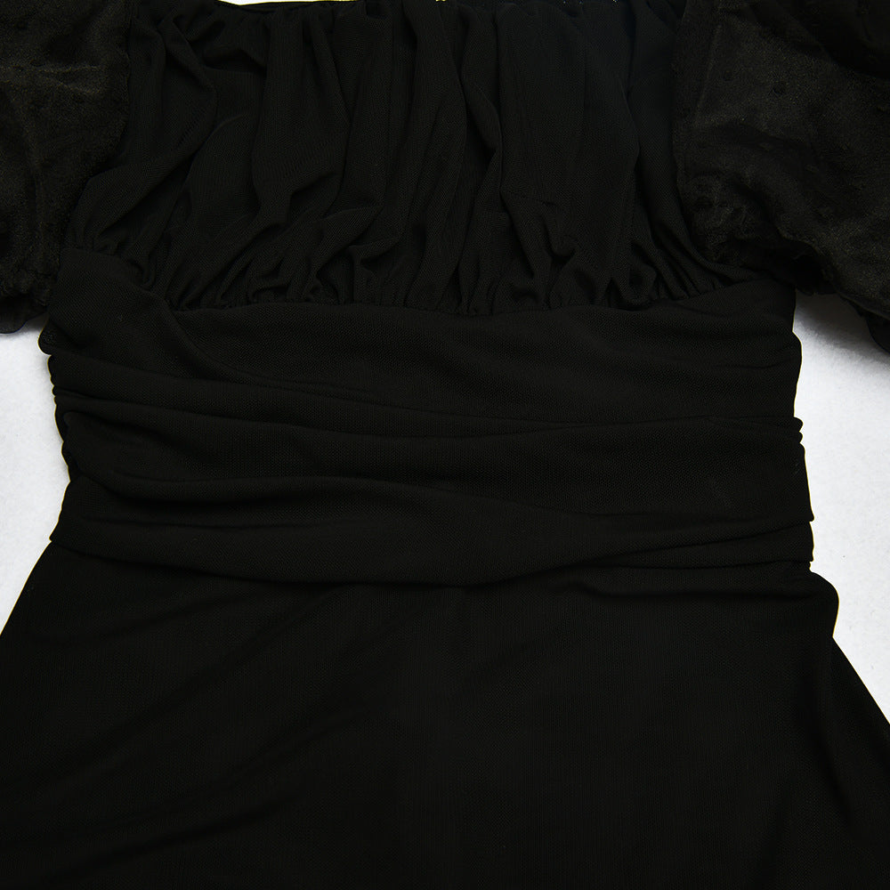 Fashionable Sheer Mesh Princess Sleeve Bodysuit for Women
