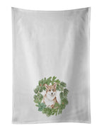 Corgi Red Christmas Wreath Kitchen Towel Set of 2