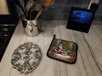 Dalmatian and Santa Claus Pair of Pot Holders