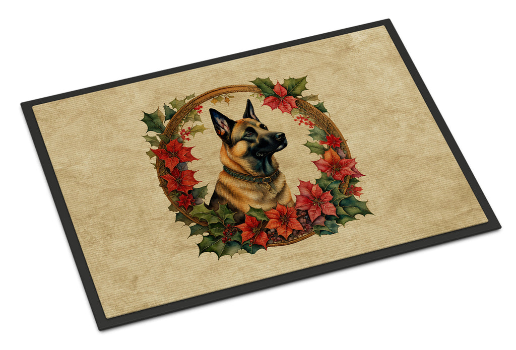 Belgian Malinois Christmas Flowers Doormat