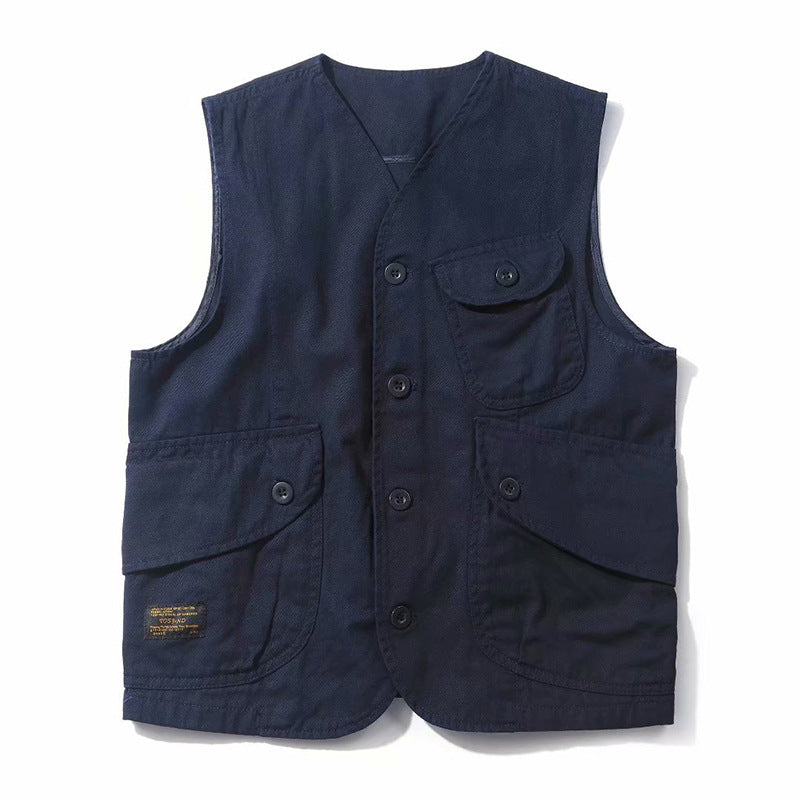 Men's Multi-pocket Retro Casual Vest Jacket Top