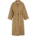Retro Slim-Fit Cashmere Coat with Lace-Up Detail