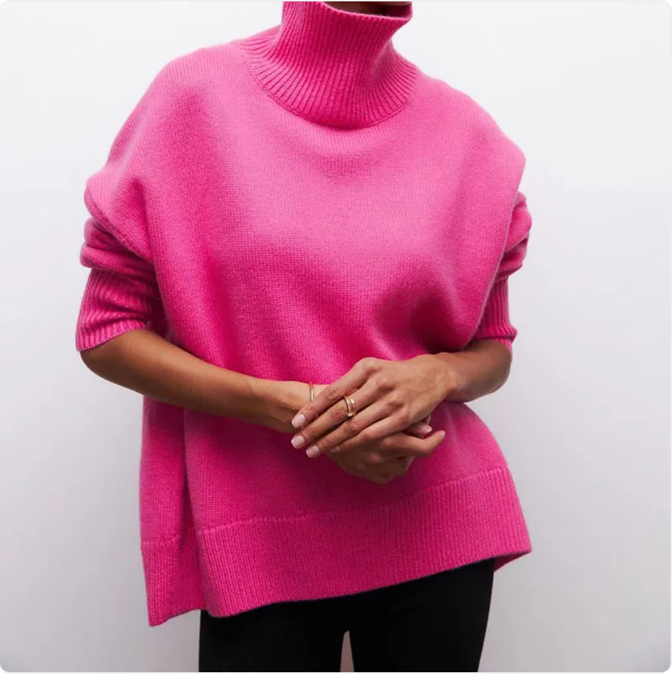 Women's Cozy Long-Sleeve Solid Color Pullover Sweater