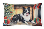 Border Collie Christmas Throw Pillow