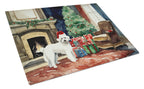 Maltese Cozy Christmas Glass Cutting Board