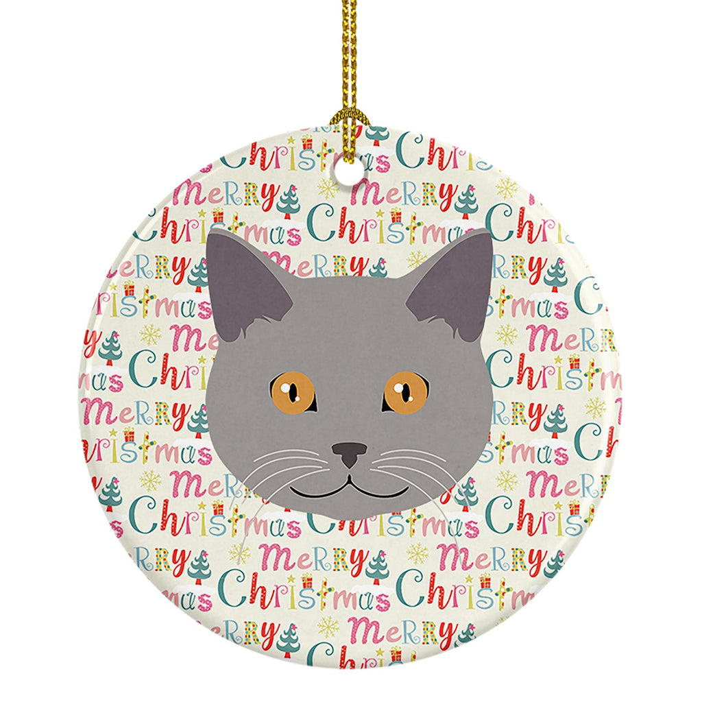 Chartreux Cat Christmas Ceramic Ornament