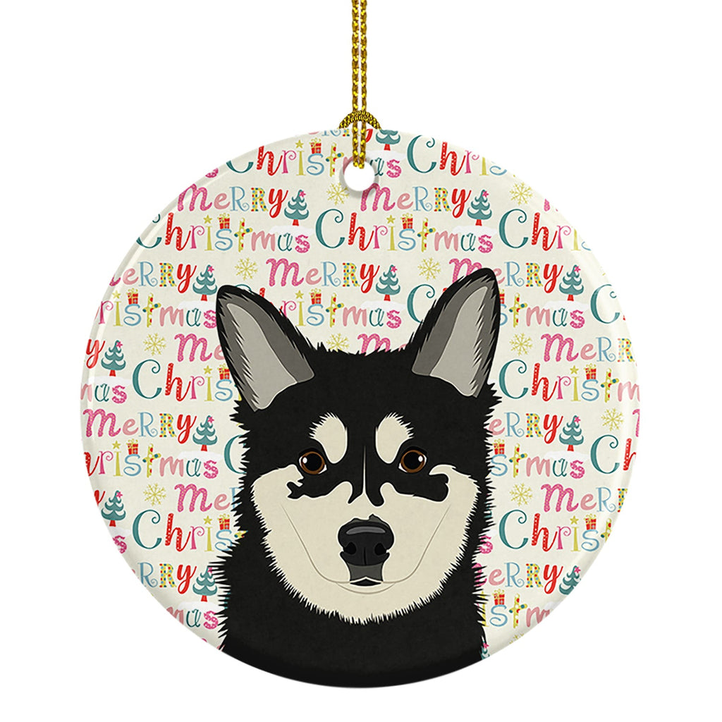 Shiba Inu Husky Mix Christmas Ceramic Ornament