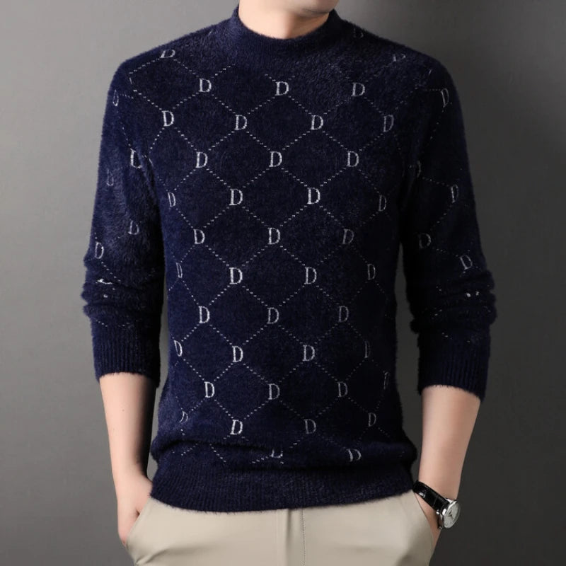 Luxury Men's Velvet Scarf with Cross Letter Collar