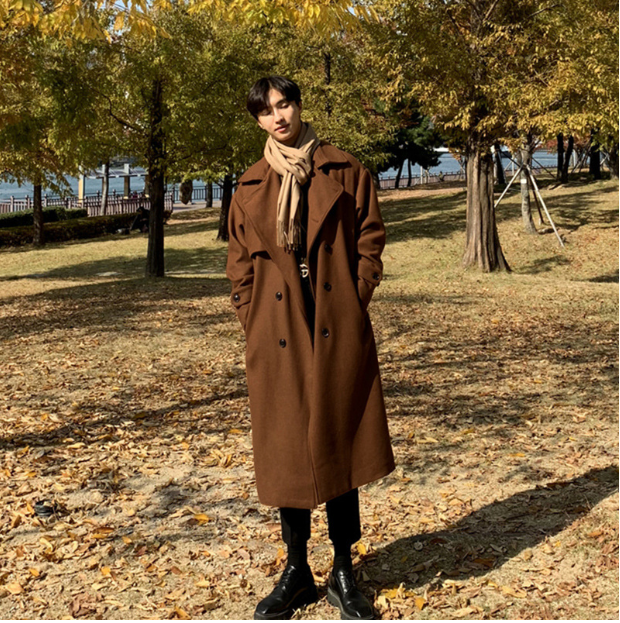 Korean Woolen Over-the-Knee Coat, Thickened, 2XL