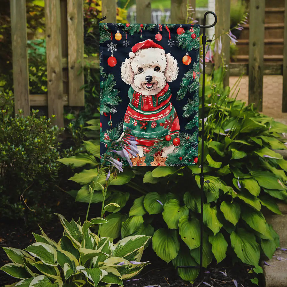 Poodle Christmas Garden Flag
