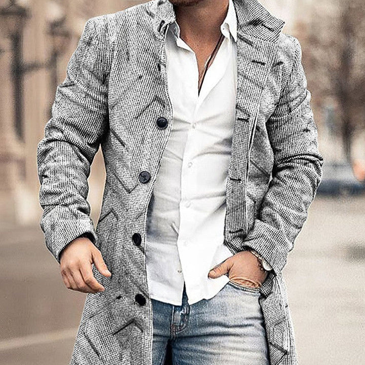 Men's Woolen Stand Collar Casual Coat for Autumn/Winter