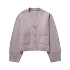 Women's Chic V-Neck Button-Up Knitted Cardigan