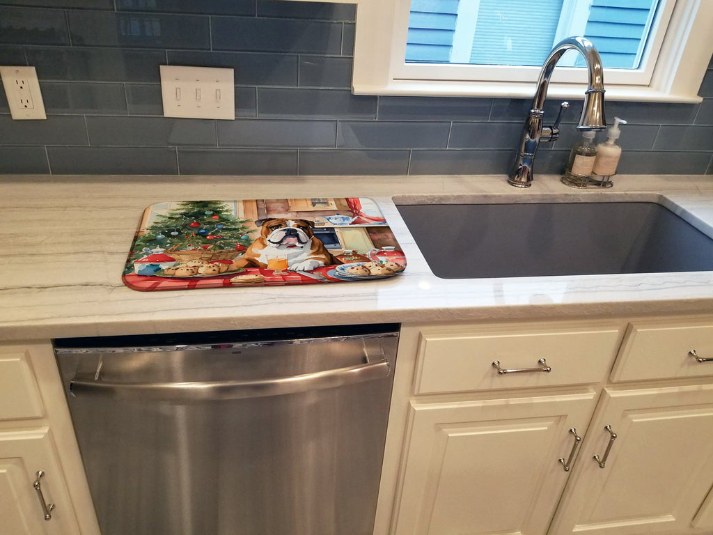 English Bulldog Christmas Cookies Dish Drying Mat
