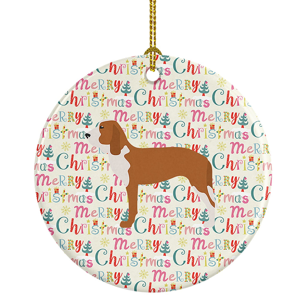 Spanish Hound Merry Christmas Ceramic Ornament