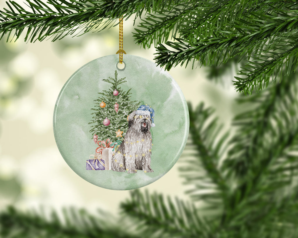 Briard #2 Christmas Presents and Tree Ceramic Ornament