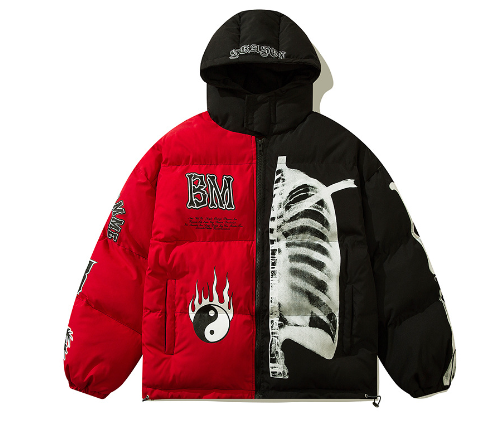 Men's Plus Fleece Hooded Jacket with Stitching Design